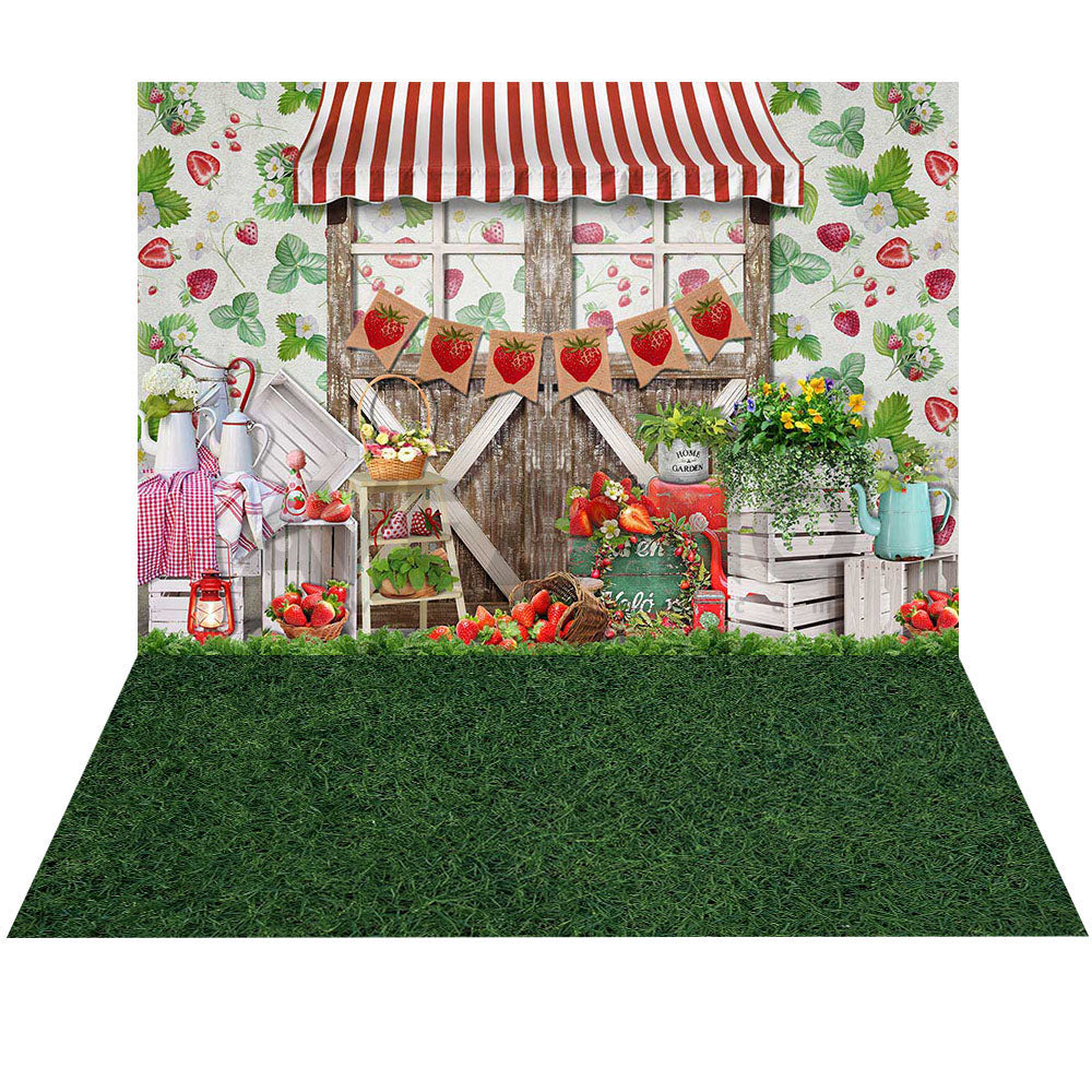 Avezano Spring Strawberry Theme 2 pcs Set Backdrop-AVEZANO